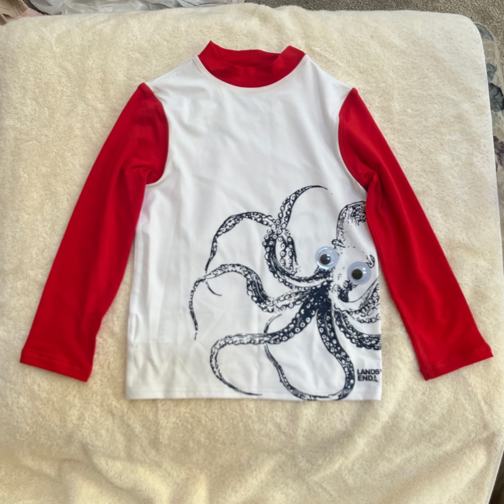 Land's End Boys Googly Eyes Octopus Long-Sleeve Rash Guard Shirt